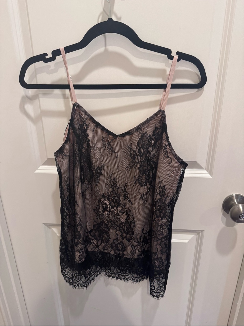 SHEIN Black Lace Overlay Nude Strappy Camisole never worn